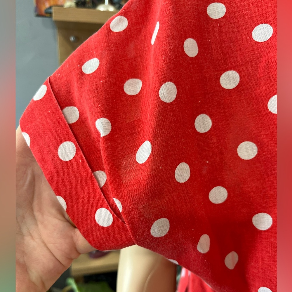 Vintage 70’s handmade Red Polka Dot Women's Top-M/L - Picture 4 of 5